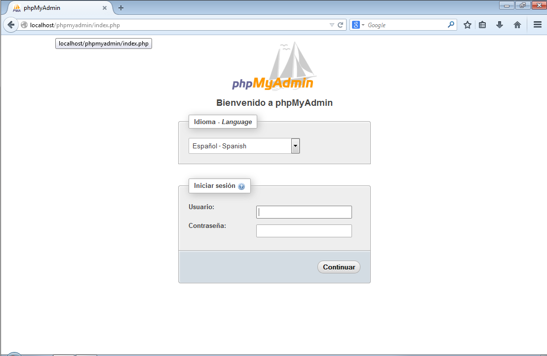 Instalar phpmyadmin en windows